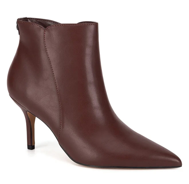 Botine elegante maro cu toc subțire înalt vârf ascuțit Nine West